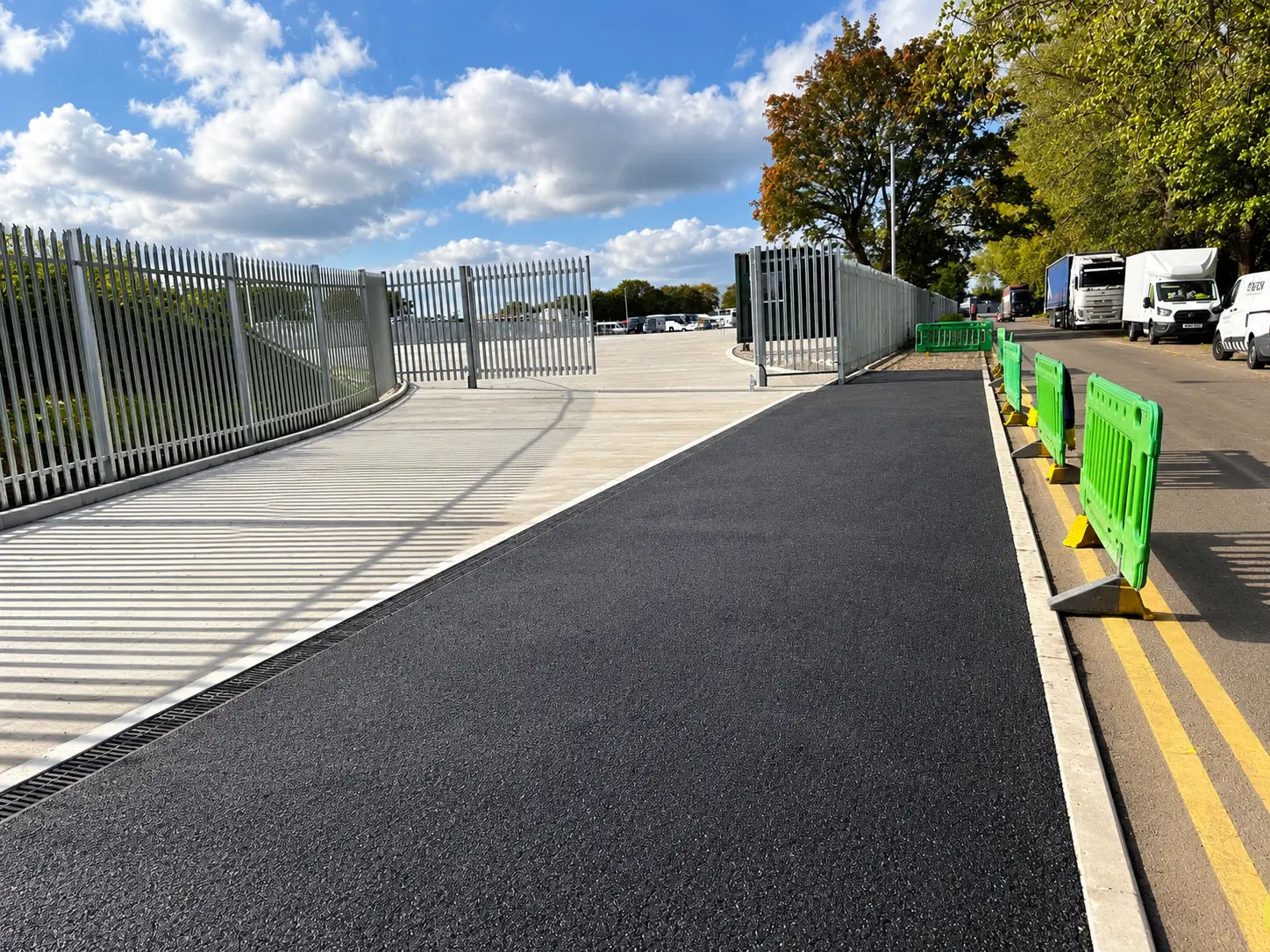 Brush-finished reinforced concrete hardstanding at North Hyde Lane Coach Park