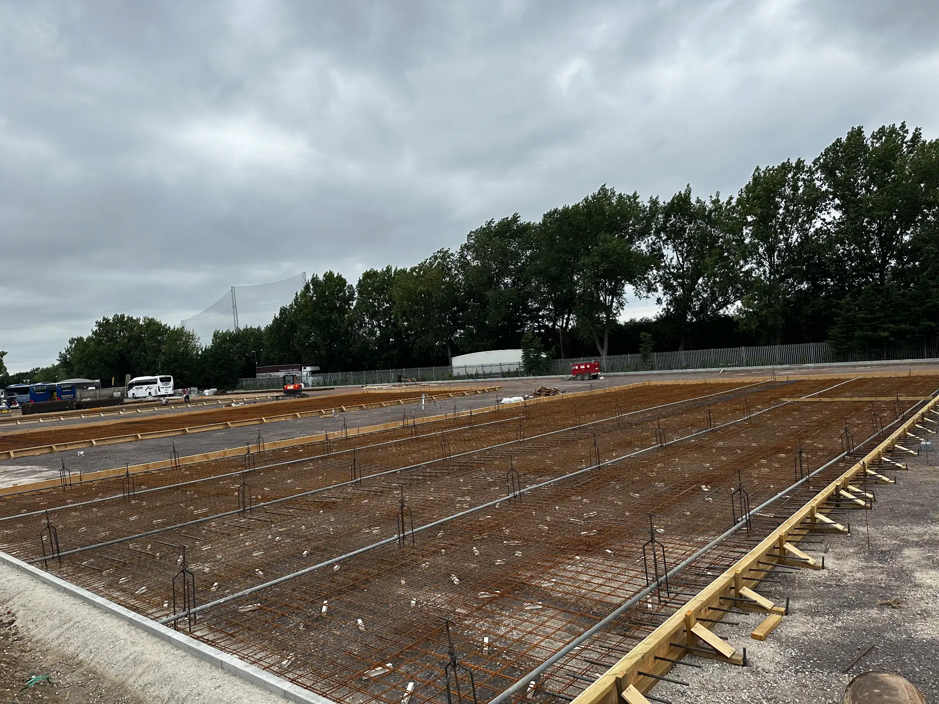 Concrete hardstanding and drainage channel at North Hyde Lane Coach Park
